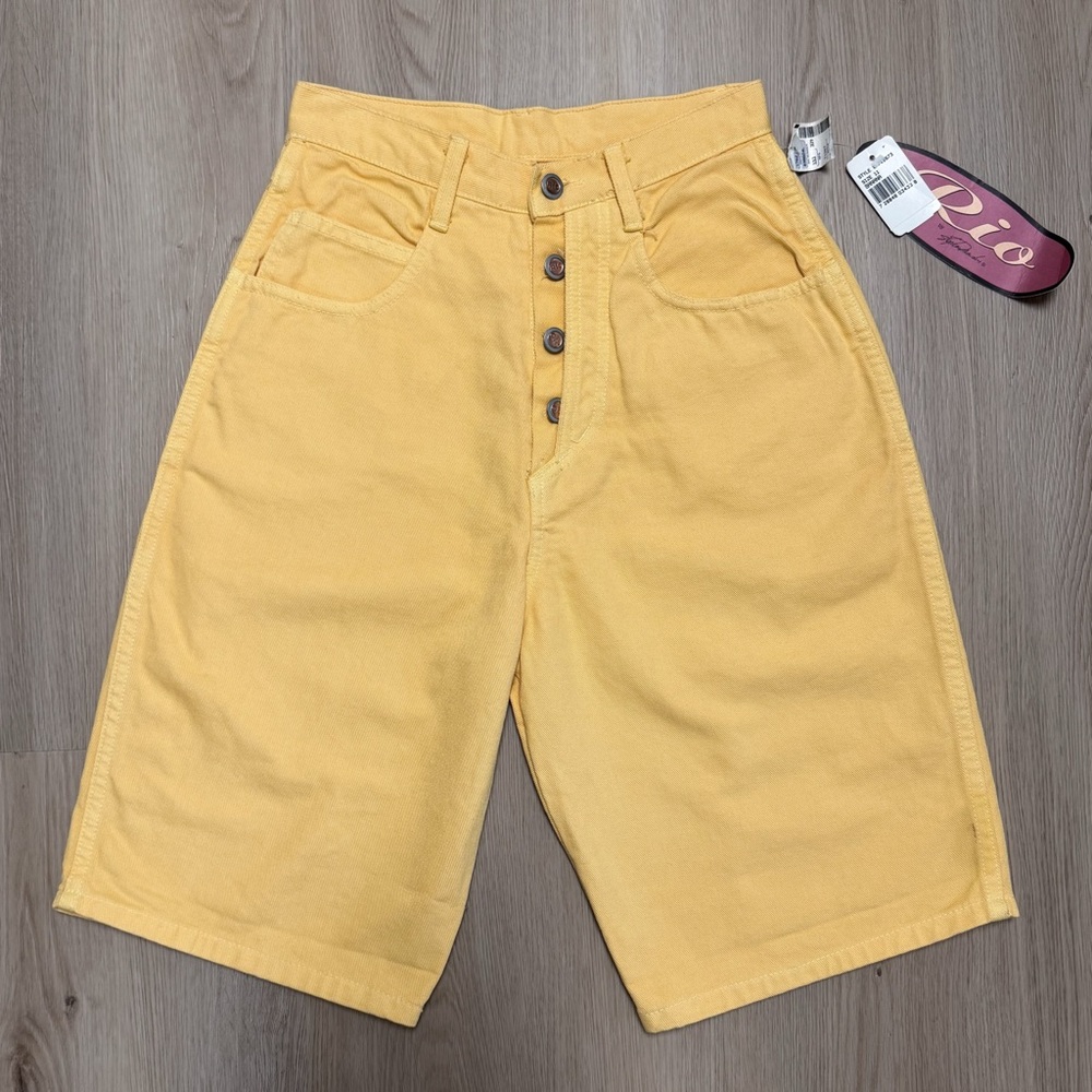 Rio Stephen Martin Banana Yellow Vintage High Rise Button Fly Bermuda Jean Short